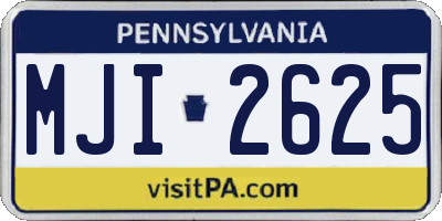 PA license plate MJI2625