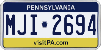 PA license plate MJI2694
