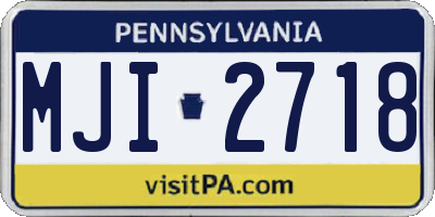 PA license plate MJI2718