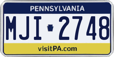 PA license plate MJI2748