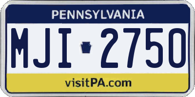 PA license plate MJI2750