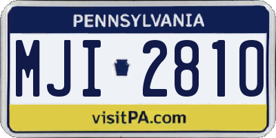 PA license plate MJI2810