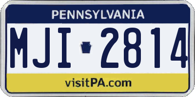 PA license plate MJI2814