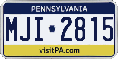 PA license plate MJI2815