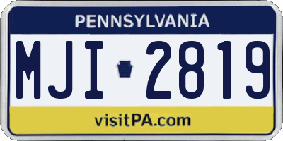 PA license plate MJI2819