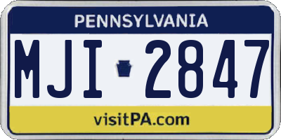 PA license plate MJI2847