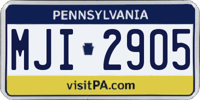 PA license plate MJI2905