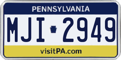 PA license plate MJI2949