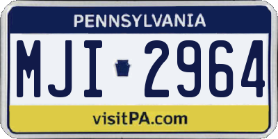 PA license plate MJI2964