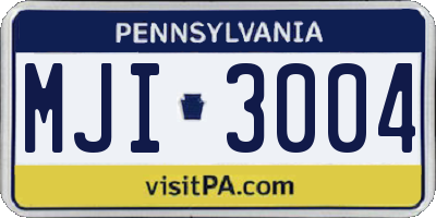 PA license plate MJI3004