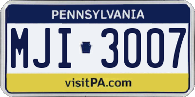 PA license plate MJI3007