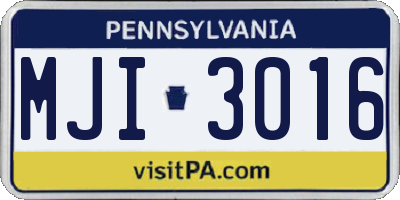 PA license plate MJI3016