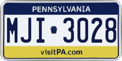 PA license plate MJI3028
