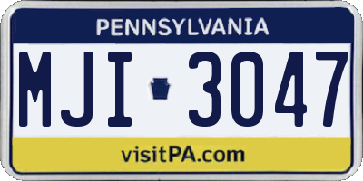 PA license plate MJI3047