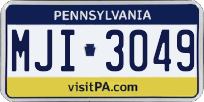 PA license plate MJI3049