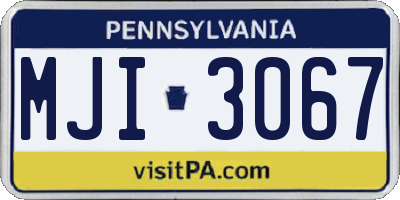 PA license plate MJI3067