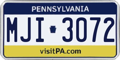 PA license plate MJI3072