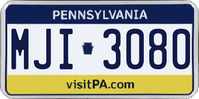 PA license plate MJI3080
