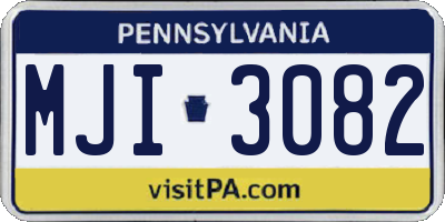 PA license plate MJI3082