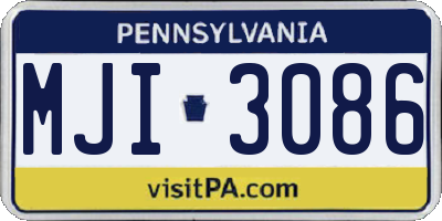 PA license plate MJI3086