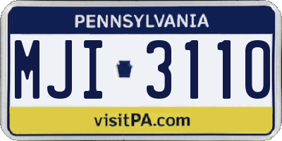 PA license plate MJI3110