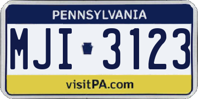 PA license plate MJI3123