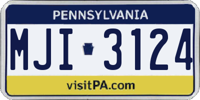 PA license plate MJI3124