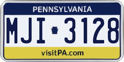 PA license plate MJI3128