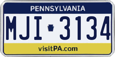 PA license plate MJI3134