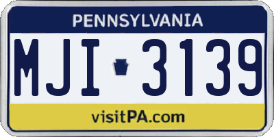 PA license plate MJI3139