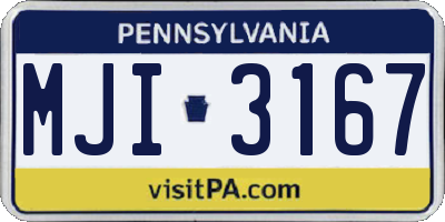 PA license plate MJI3167