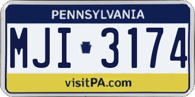 PA license plate MJI3174