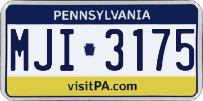 PA license plate MJI3175