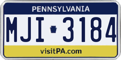 PA license plate MJI3184