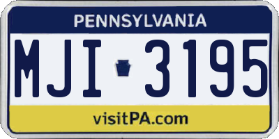 PA license plate MJI3195