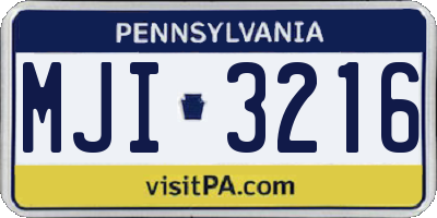 PA license plate MJI3216