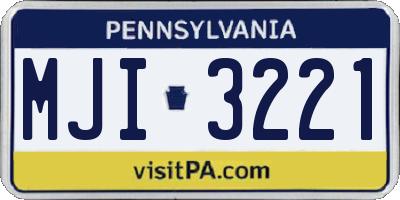 PA license plate MJI3221