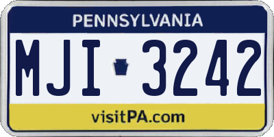 PA license plate MJI3242