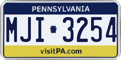 PA license plate MJI3254