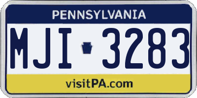 PA license plate MJI3283