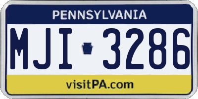 PA license plate MJI3286