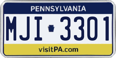 PA license plate MJI3301