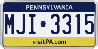 PA license plate MJI3315