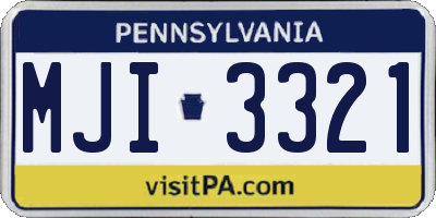 PA license plate MJI3321