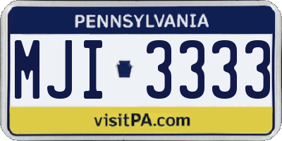 PA license plate MJI3333