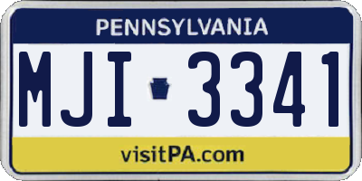 PA license plate MJI3341