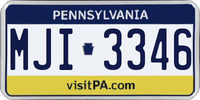 PA license plate MJI3346
