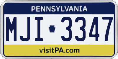 PA license plate MJI3347