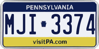 PA license plate MJI3374
