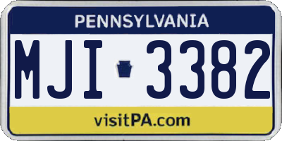 PA license plate MJI3382